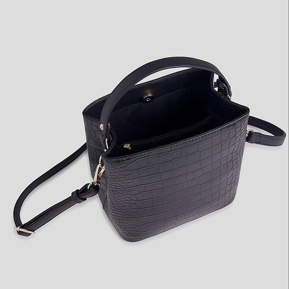 AOTA Elena Black Bucket Bag Peta Approved Vegan Leather - Picture 3 of 14